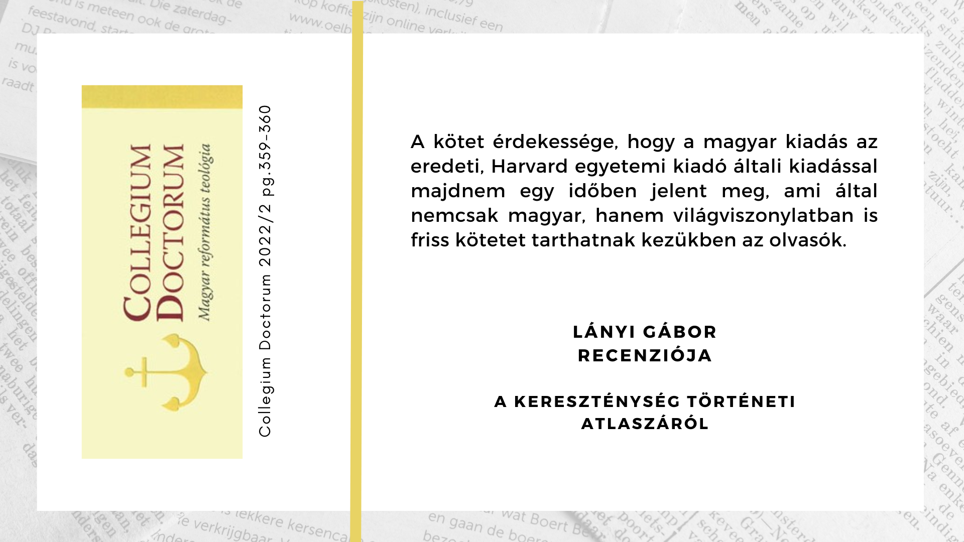 Recenzió A kereszténység történeti atlaszáról